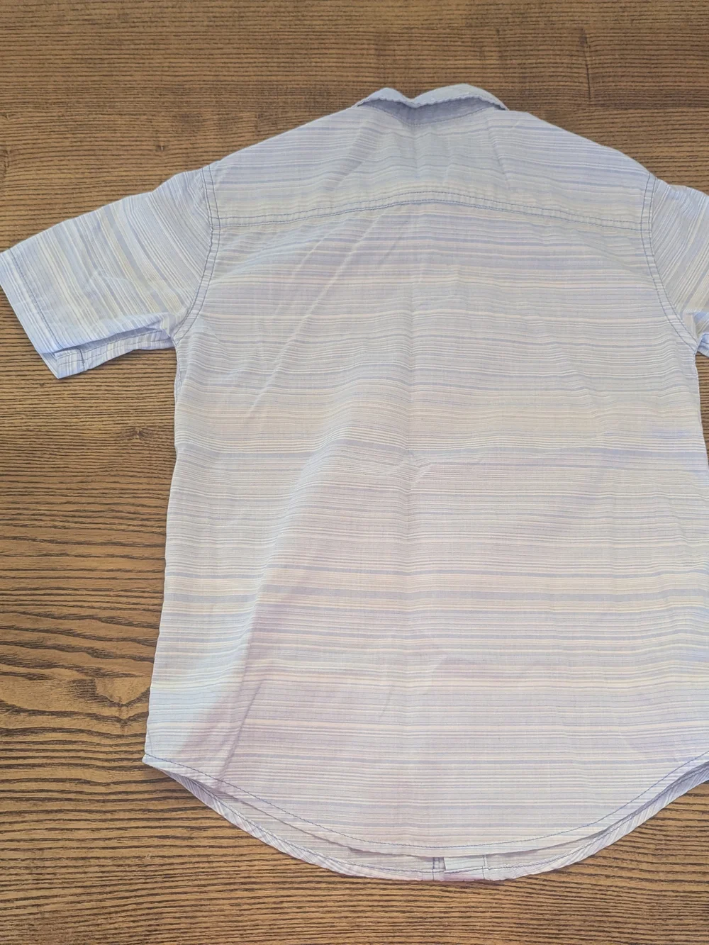 EUC Calvin Klein Boys Small 8 Blue Stripe Classic Button Up Short Sleeve Shirt